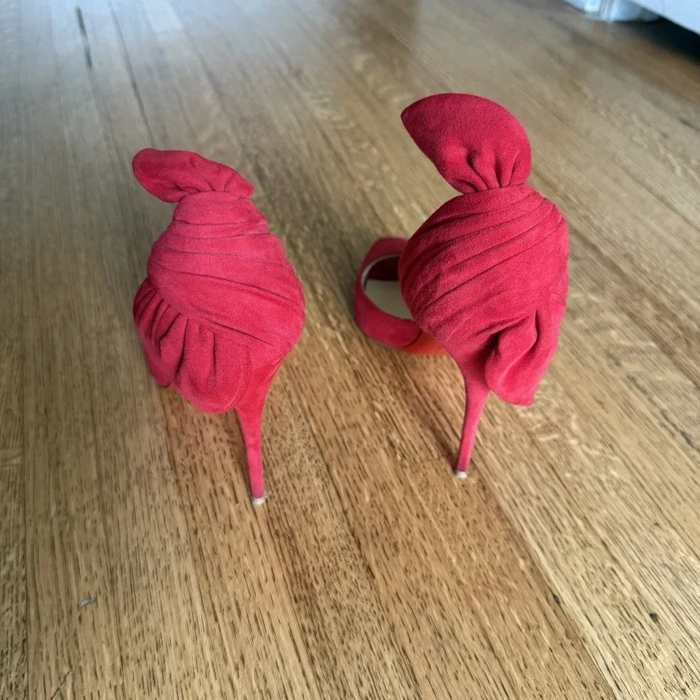 CHRISTIAN LOUBOUTIN Suede Barbara 100 Peep Toe Pumps 36 Oeillet size 37.5